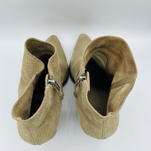 Vince Camuto Womens Boots Size 11M Tan Suede Leather Side Zip Ankle Heel Booties - Picture 8 of 13